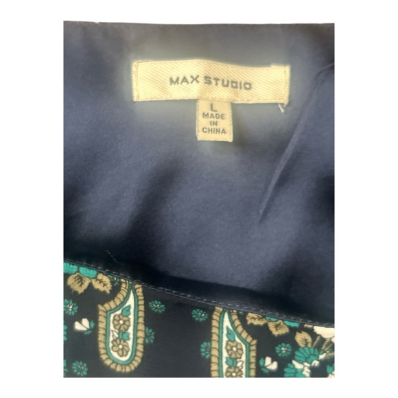 Max Studio Paisley Midi Dress Blue Teal Sleeveless Size L - Picture 4 of 5